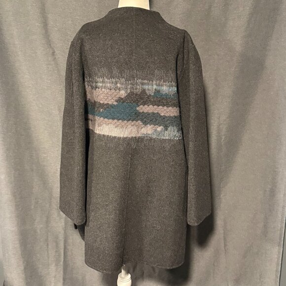 Marla Wynne Wool Blend Embroidery Topper Coat Womens Large Long Sleeve NWOT - Picture 3 of 11